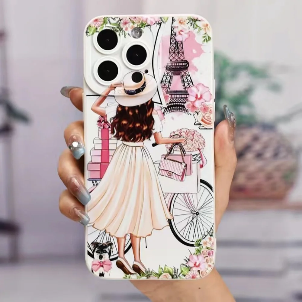 Paris Girl with Dog Silicone iPhone 14 Case NEW